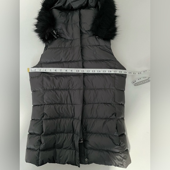 POLO RALPH LAUREN Water Resistant Down Hooded Vest Magnum Grey XS Fur trim - Picture 6 of 16